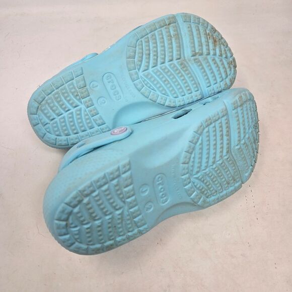 CROCS Disney Frozen II Clogs Girls J2 Ice Blue Slip On Shoes Iconic Comfort - Picture 9 of 10